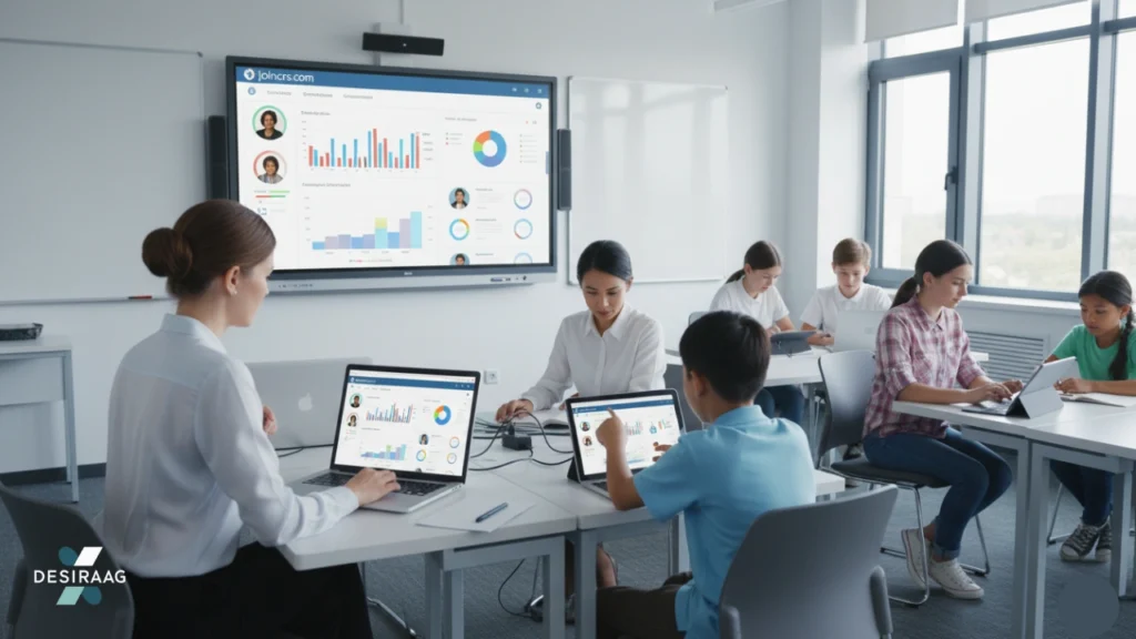 students engaging with joincrs com in a modern classroom setting