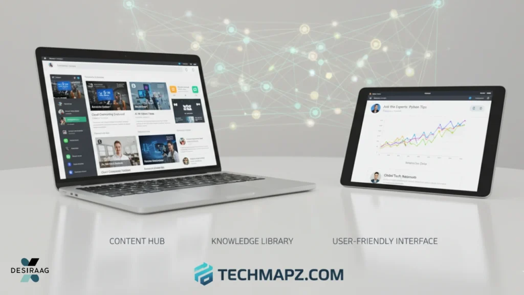 how techmapz com works with content hub and interactive features