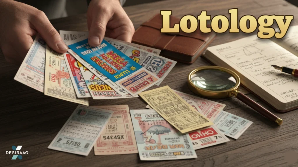 lotology collection of colorful lottery tickets with scratch-offs and vintage designs
